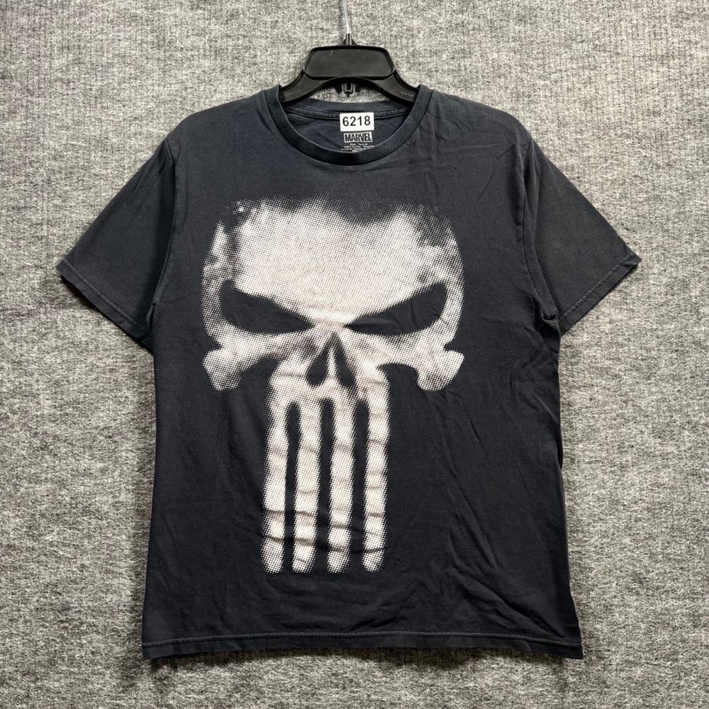 Marvel The Punisher Skull Graphic T-Shirt Mens Medium Black 100% Cotton